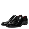 Dolce & Gabbana Black Leather Lace Up Men Derby Formal Shoes