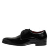 Dolce & Gabbana Black Leather Lace Up Men Derby Formal Shoes