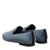 Dolce & Gabbana Blue Velvet DG Logo Loafers Formal Shoes