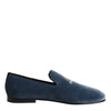 Dolce & Gabbana Blue Velvet DG Logo Loafers Formal Shoes