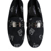 Dolce & Gabbana Blue Logo Cotton Loafers Formal Dress Shoes