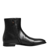 Dolce & Gabbana Black Leather Mid Calf Men Boots Shoes