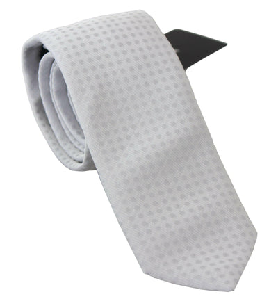 Dolce & Gabbana White Patterned Classic Mens Slim Necktie Tie