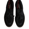 Dolce & Gabbana Black Suede Tassel Embellished Loafers Shoes