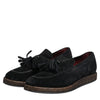 Dolce & Gabbana Black Suede Tassel Embellished Loafers Shoes