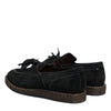 Dolce & Gabbana Black Suede Tassel Embellished Loafers Shoes