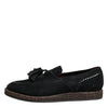 Dolce & Gabbana Black Suede Tassel Embellished Loafers Shoes