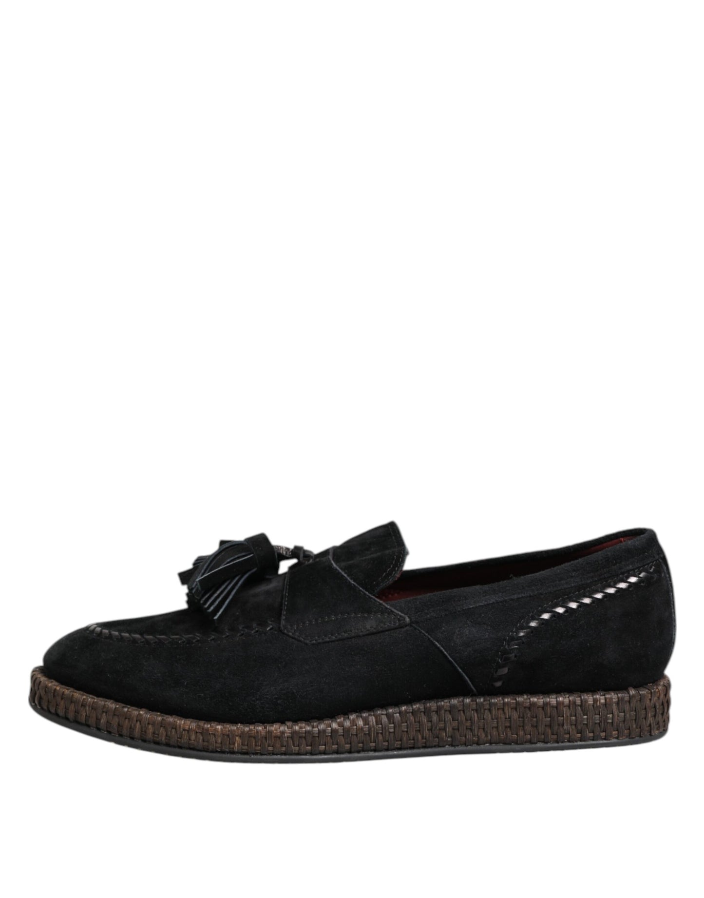 Dolce & Gabbana Black Suede Tassel Embellished Loafers Shoes