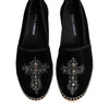 Dolce & Gabbana Black Cross Crystal Slip On Espadrille Shoes