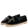 Dolce & Gabbana Black Cross Crystal Slip On Espadrille Shoes