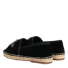 Dolce & Gabbana Black Cross Crystal Slip On Espadrille Shoes