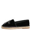 Dolce & Gabbana Black Cross Crystal Slip On Espadrille Shoes