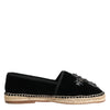 Dolce & Gabbana Black Cross Crystal Slip On Espadrille Shoes