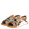 Dolce & Gabbana Brown Leather Studded Slides Sandals Shoes