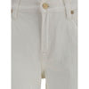 7FOR Cream Cotton Flared Jeans