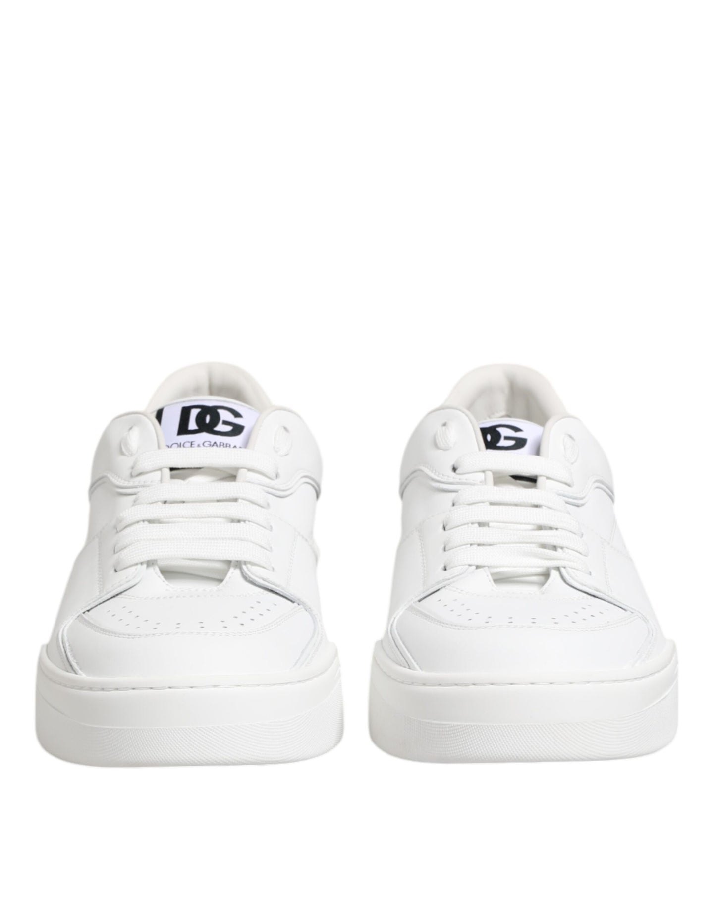 Dolce & Gabbana White Miami Leather Low Top Sneakers Shoes