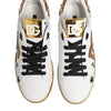 Dolce & Gabbana White Gold Crystal Portofino Sneakers Shoes