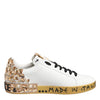 Dolce & Gabbana White Gold Crystal Portofino Sneakers Shoes