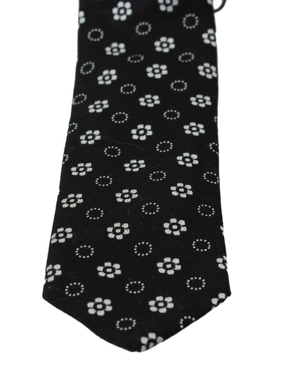 Dolce & Gabbana Black 100% Silk Floral Print Print Classic Tie