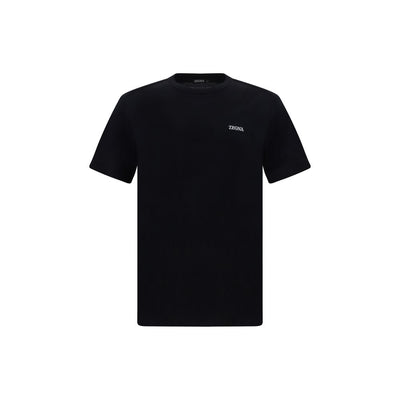 ZEGNA Schwarzes Baumwoll-T-Shirt