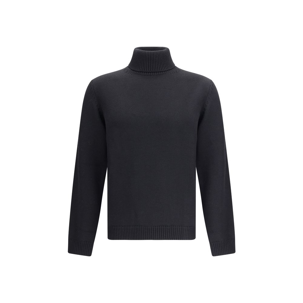 Roberto Collina Rollkragenpullover aus schwarzer Merinowolle