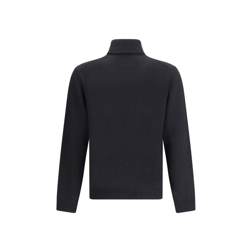 Roberto Collina Rollkragenpullover aus schwarzer Merinowolle