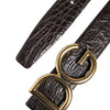 Dolce & Gabbana Black Exotic Leather DG Logo Buckle Belt