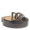 Dolce & Gabbana Metallic Leather Silver Tone Logo Buckle Belt