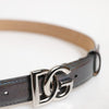 Dolce & Gabbana Metallic Leather Silver Tone Logo Buckle Belt