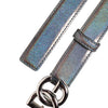 Dolce & Gabbana Metallic Leather Silver Tone Logo Buckle Belt