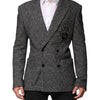 Dolce & Gabbana Black White Double Breasted Men Suit Blazer