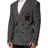 Dolce & Gabbana Black White Double Breasted Men Suit Blazer
