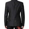 Dolce & Gabbana Dark Gray Bee Embroidery Wool Coat Blazer
