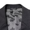 Dolce & Gabbana Dark Gray Bee Embroidery Wool Coat Blazer