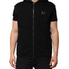 Dolce & Gabbana Black Sleeveless Hooded Logo Plaque Jacket