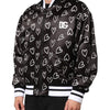 Dolce & Gabbana Black Polyester Heart Print Bomber Jacket