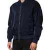 Dolce & Gabbana Blue Nylon DG Embroidery Men Bomber Jacket
