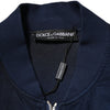 Dolce & Gabbana Blue Nylon DG Embroidery Men Bomber Jacket