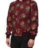 Dolce & Gabbana Maroon Peacock Feather Print Bomber Jacket