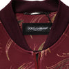Dolce & Gabbana Maroon Peacock Feather Print Bomber Jacket