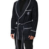Dolce & Gabbana Dark Blue DG Embroidery Jacket Robe Blazer