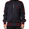 Dolce & Gabbana Blue Red Striped Logo Plaque Full Zip Jacket