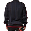 Dolce & Gabbana Blue Red Striped Logo Plaque Full Zip Jacket