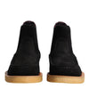 Dolce & Gabbana Black Calf Suede Slip On Ankle Boots Shoes