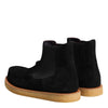 Dolce & Gabbana Black Calf Suede Slip On Ankle Boots Shoes