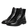 Dolce & Gabbana Black Leather Lace Up Mid Calf Boots Shoes