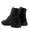 Dolce & Gabbana Black Leather Lace Up Mid Calf Boots Shoes