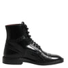 Dolce & Gabbana Black Leather Lace Up Mid Calf Boots Shoes