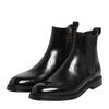 Dolce & Gabbana Black Chelsea Leather Mid Calf Boots Shoes
