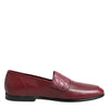 Dolce & Gabbana Burgundy Leather Formal Slip On Shoes